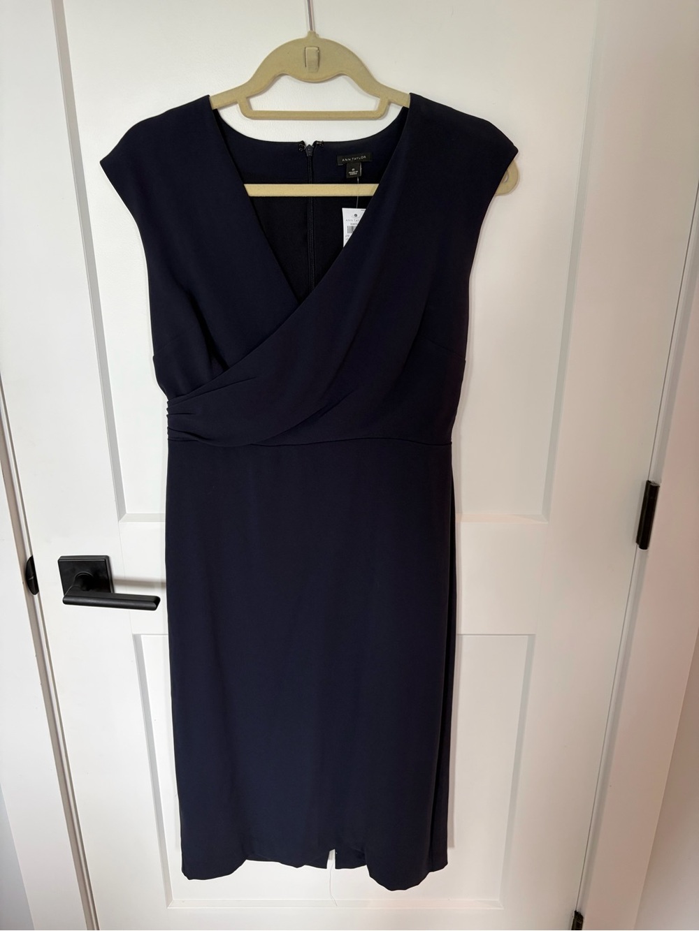 NWT Ann Taylor Navy Cap Sleeve Faux-Wrap Sheath Dress